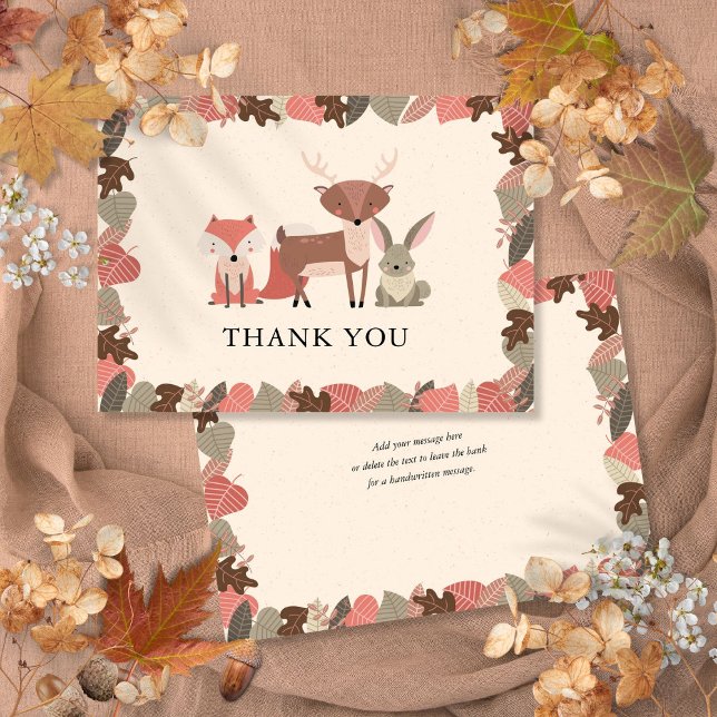 Carte de remerciements Rustique des animaux de boi (Rustic Woodland Animals Thank You Card)