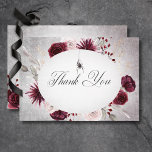 Carte De Remerciements Rustique gothique Noir & Bourgogne Mariage d'Hallo<br><div class="desc">Entrez dans un royaume romantique sombre avec notre somptueuse suite gothique ou Halloween qui allie harmonieusement l'élégance rustique avec une touche d'allure étrange. Orné de fleurs roses, bordeaux et noires, ce mariage merci est un chef-d'oeuvre fascinant qui saisit l'essence de votre histoire d'amour unique. Dans un décor de tons bordeaux...</div>