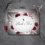Carte De Remerciements Rustique gothique Noir & Bourgogne Mariage d'Hallo<br><div class="desc">Entrez dans un royaume romantique sombre avec notre somptueuse suite gothique ou Halloween qui allie harmonieusement l'élégance rustique avec une touche d'allure étrange. Orné de fleurs roses, bordeaux et noires, ce mariage merci est un chef-d'oeuvre fascinant qui saisit l'essence de votre histoire d'amour unique. Dans un décor de tons bordeaux...</div>
