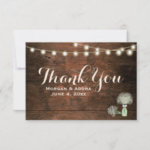 Carte De Remerciements Rustique Grange bois Mason Jar String Mariage