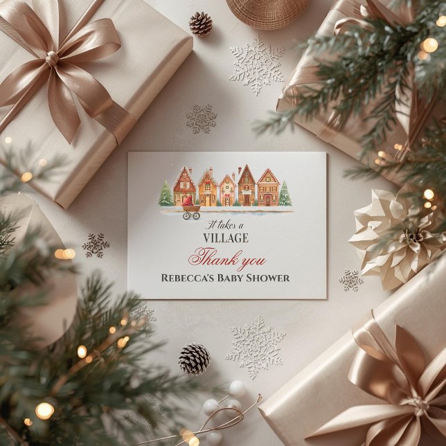 Carte De Remerciements Rustique Il Prend Les Maisons Village Baby shower  (Créateur téléchargé)