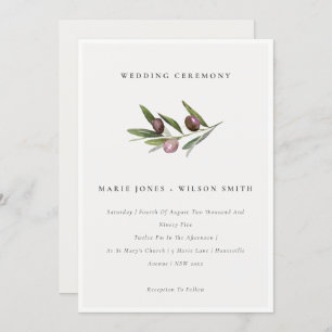 Carte De Remerciements Rustique minimal Olive Branche Foliage Mariage Inv