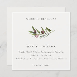 Carte De Remerciements Rustique minimal Olive Branche Foliage Mariage Inv