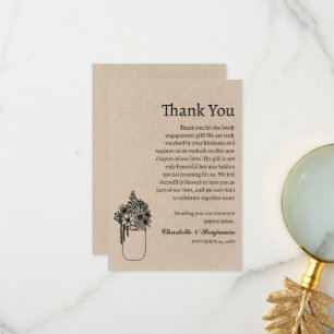 Carte De Remerciements Rustique minimaliste Brown Kraft Fiançailles cadea
