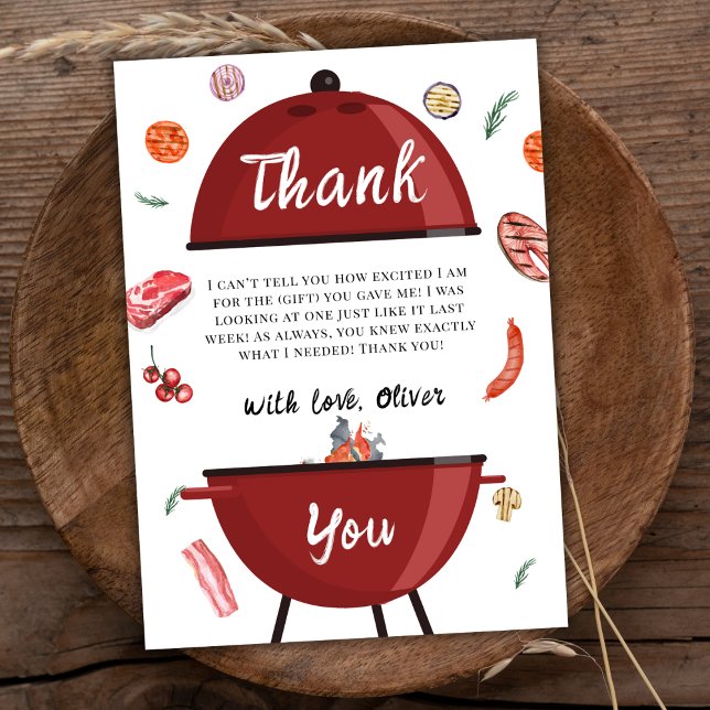 Carte De Remerciements Rustique moderne Jardin extérieur Baby shower barb (Rustic Modern Outdoor Backyard BBQ Baby Shower Thank You Card)
