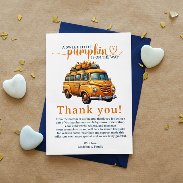Carte De Remerciements Rustique Orange Truck Petit Baby shower Citrouille (Créateur téléchargé)