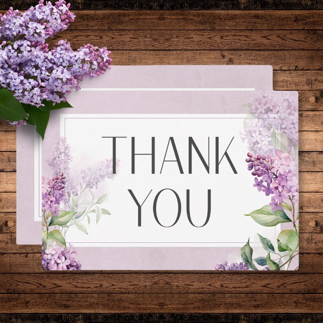 Carte De Remerciements Rustique romantique violet & Mariage Lilacs Sage (Rustic Romantic Purple & Sage Lilacs Wedding Thank You Card)