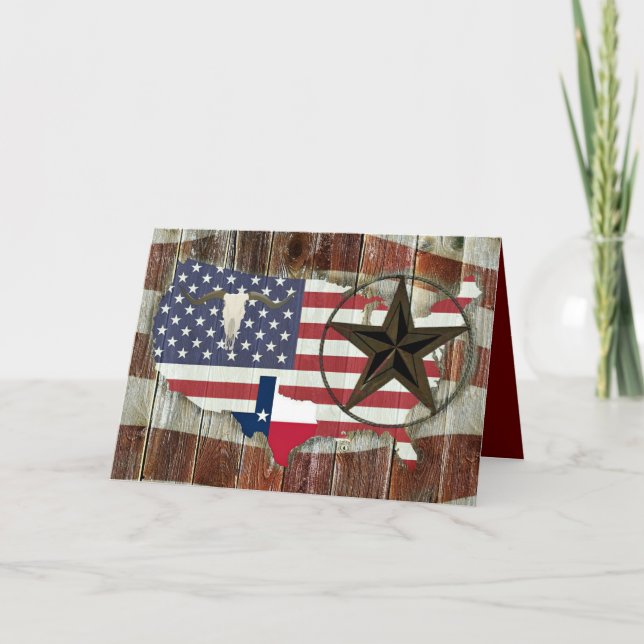 Carte De Remerciements Rustique Texas Lone Star Texas Long Horn (Devant)