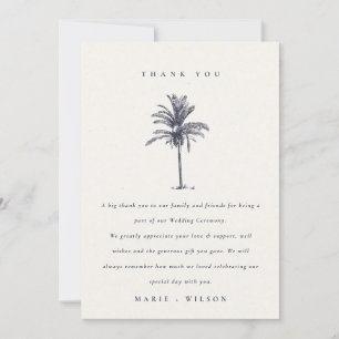 Carte De Remerciements Rustique Tropical Palm Tree Marine Kraft Mariage