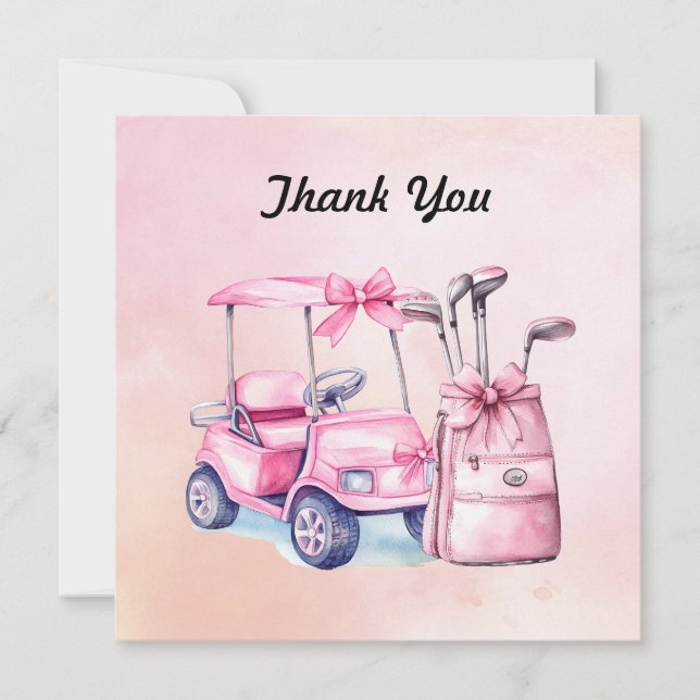 Carte De Remerciements Sac de golf en rose Thème pour fille (Devant)