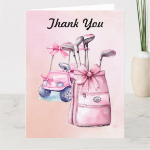 Carte De Remerciements Sac de golf en rose Thème pour fille