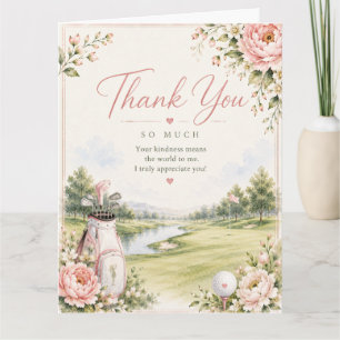 Carte De Remerciements Sac de golf sur terrain de golf avec des fleurs