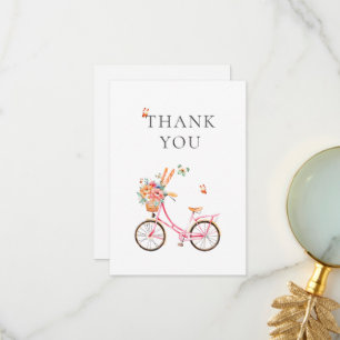 Carte De Remerciements Sac en papier aquarelle vélo rose Paris
