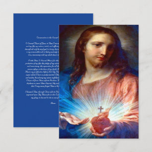 Carte De Remerciements Sacré Coeur de Jésus avec prière de consécration