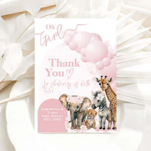 Carte De Remerciements Safari animal Boho Oh Girl Baby shower