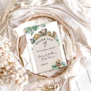 Carte De Remerciements Safari Animal Jungle Baby shower moderne