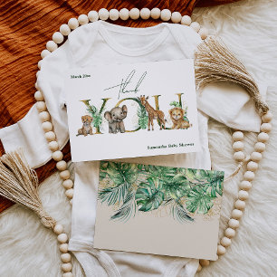 Carte De Remerciements Safari Animal Jungle Vert & Gold garçon Baby showe