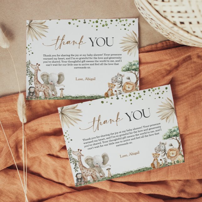 Carte De Remerciements Safari Animals Gender Neutral Baby Shower Thank Yo (Safari Animals Gender Neutral Baby Shower Thank Yo Thank You Card)