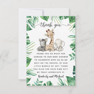 Carte De Remerciements Safari Animaux Aquarelle Anniversaire   BABY SHOWE