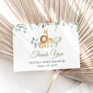Carte De Remerciements Safari Animaux, Jungle, Animaux sauvages, Baby sho