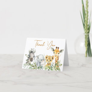 Carte De Remerciements Safari Animaux sauvages Un Baby shower