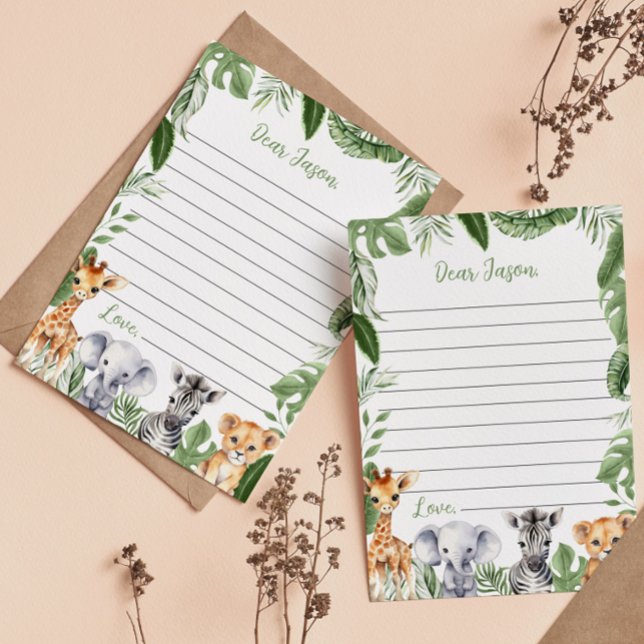 Carte De Remerciements Safari Animaux Temps Capsule Note Message Card (Créateur téléchargé)