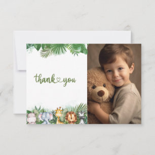 Carte De Remerciements Safari Animaux Wild One Boys Photo d'anniversaire