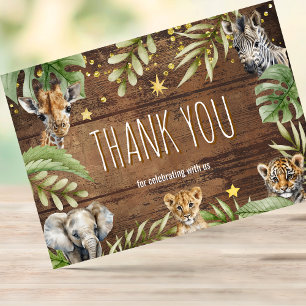 Carte De Remerciements Safari Baby shower Bébé Animaux