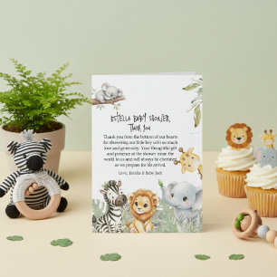 Carte De Remerciements Safari d'un Fou Animaux de la Jungle Fête de Bébé 