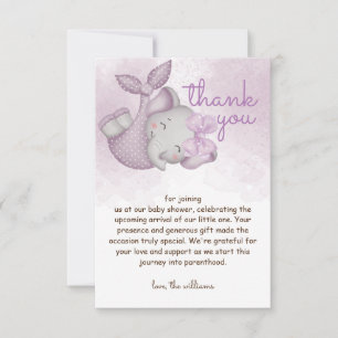 Carte De Remerciements Safari éléphant bébé fille douche 
