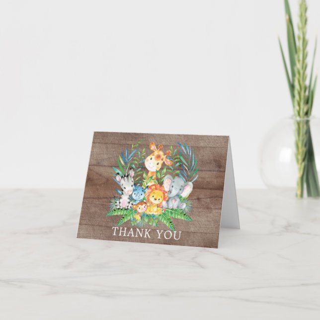 Carte De Remerciements Safari Jungle Baby Shower Thank You Note (Devant)