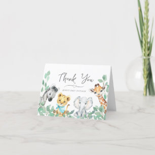 Carte De Remerciements Safari Neutre Genre Animaux Baby shower de verdure