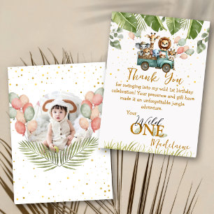 Carte De Remerciements Safari photo Wild Un premier anniversaire