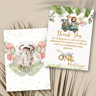 Carte De Remerciements Safari photo Wild Un premier anniversaire
