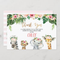 Carte de remerciements Safari Wild One Floral Foli