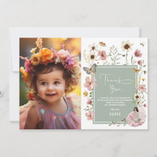 Carte De Remerciements Sage Boho Fairy Fleur sauvage Girl Birthday Photo