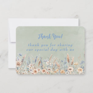 Carte De Remerciements Sage Dusty Blue Peony Mariage d'aquarelle