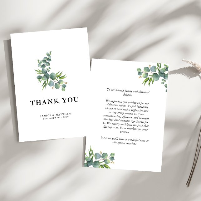 Carte De Remerciements Sage Eucalyptus Woodland Mariage (Créateur téléchargé)