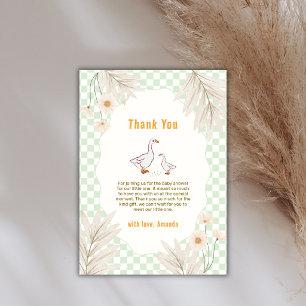 Carte De Remerciements Sage Gingham Boho Daisy Silly Goose Baby Shower