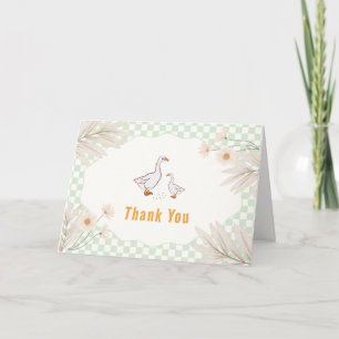 Carte De Remerciements Sage Gingham Daisy Bohème Silly Goose Baby Shower