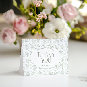 Carte De Remerciements Sage Gree Toile Floral Vintage Mariage