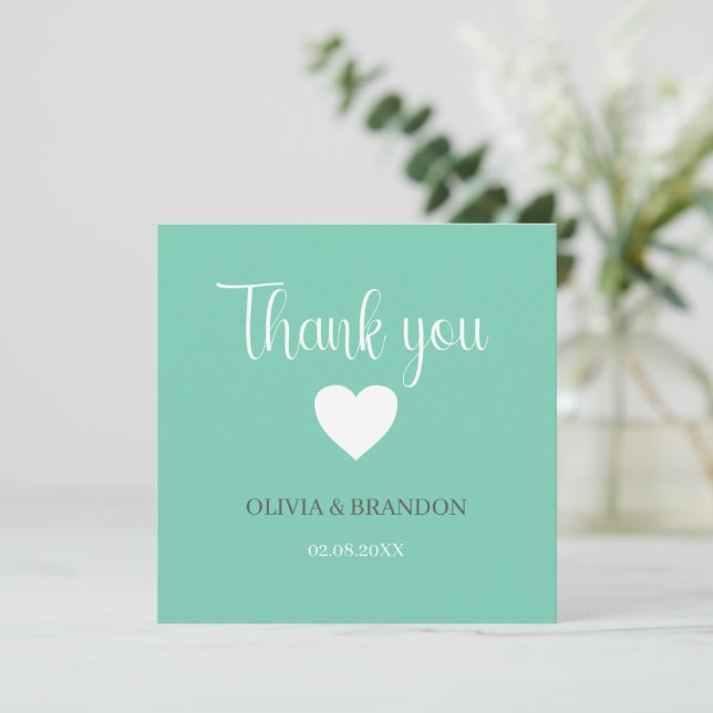 Carte De Remerciements Sage Green Blue Wedding Thank You Note Card (Debout devant)