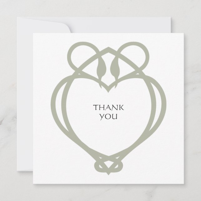 Carte De Remerciements Sage Green Celtic Irlandais Swan Love Knot Mariage (Devant)