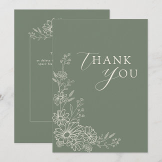 Carte De Remerciements Sage Green Chic Botanical Daisy Garden Wedding