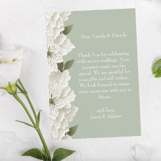 Carte De Remerciements Sage Green Elegant Luxury Floral Wedding