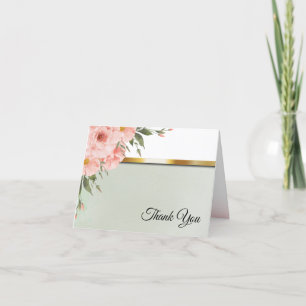 Carte De Remerciements Sage Green et Peach Roses