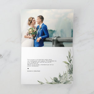 Carte De Remerciements Sage Green Eucalyptus Minimaliste Mariage botaniqu