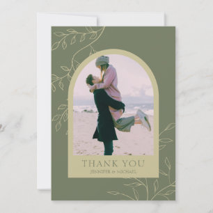 Carte De Remerciements Sage Green Floral Custom Ajouter Mariage de cadre 