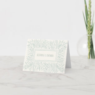 Carte De Remerciements Sage Green Garden Floral Art Bordure Nom Mariage