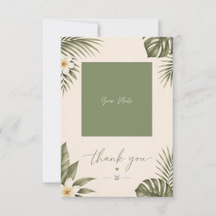 Carte De Remerciements Sage Green Hawaii monstera Mariage 1 Photo Collage